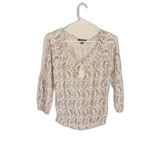 American Eagle outfitter Boho Paisley print top with tassels